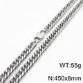 Collana a catena barbazzale argento per uomo e donna con chiusura a moschettone - 8mm*450mm Argento