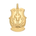 Gold plated stainless steel shield pendant with embossed cross and filigree details - Gold 567# Cross Shield / 13*21.5mm