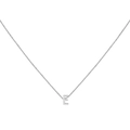 Minimalist silver initial E necklace pendant with polished finish on fine cable chain - Steel E