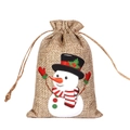 Christmas burlap drawstring bag featuring a colorful painted snowman for gift packaging - Painted Snowman F-03 / 10*15cm
