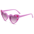 Lunettes de soleil pour enfants en forme de cœur rose avec fleurs 3D et verres dégradés - Violet
