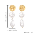 Minimalist gold-plated stainless steel earrings with baroque pearls in drop style - Baroque Style Double Pearl Drop Earrings (E827-GO)