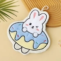 Cute sky blue rabbit donut hanging towel made of absorbent coral fleece fabric - Rabbit Donut Blue