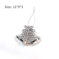 Silver Christmas double bell pendant with bow design and metallic finish 11x9cm - Silver Double Bells with Bow (LF-7265S)