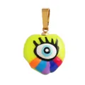 Rainbow enamel heart charm with evil eye detail and gold-tone clasp attachment - Yellow/Rainbow Heart Eye (M654225D1-Yellow)