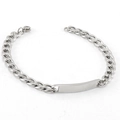 Herenarmband van zilverkleurig roestvrij staal met platte rechthoekige plaat - Dunne Armband (19cm) / 6mm
