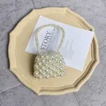 Mini handmade pearl woven crossbody bag in white finish measuring 8.5cm by 10cm - Off-white Handheld Finished (8.5x10cm)