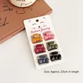 Matte finish 2.5cm mini bow hair claws set in 6 Morandi colors for fine hair styling - Style 004# Hollow Bow (6Pcs) / Length approx 2.5cm