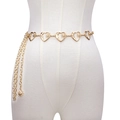 Golden metal heart chain belt with celestial sun and moon motifs for dresses - Heart Moon / Gold