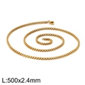 Collier chaîne boîte ronde dorée en acier inoxydable, 500x2,4mm, accessoire bijoux DIY - Longueur 45cm / Largeur 2.5mm / Or