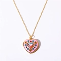 Gouden hart medaillon ketting met roze emaille en kleurrijke kristallen voor meisjes - Roze Hart - O-ketting