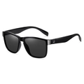 Gafas de sol cuadradas negras con lentes UV400 y detalles metálicos plateados - Montura Negra / Lentes Grises (G1)
