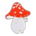 Cartoon red mushroom enamel pin with white polka dots and gold plated metal outlines - Red White Polka Dot Mushroom (XZ7873)