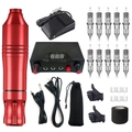 Kit completo per macchinetta da tatuaggio con penna rossa, alimentatore digitale e aghi - Penna Jingang Rosso