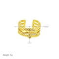 Detailansicht der Maße und des Gewichts des dreischichtigen Goldrings mit Zirkonia - Dreilagiger Zirkonia-Stil (DR240621-C) / Gold