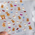 Self-adhesive nail sticker featuring cute cartoon angel bears and bowknot patterns TS640 - Lazy Angel Bear (TS-640)