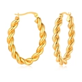 Orecchini a cerchio dorati in acciaio inossidabile con design a spirale intrecciata - Grande cerchio a spirale a doppio filo / Oro