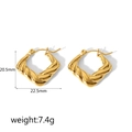 Orecchini a cerchio in acciaio inox dorato a spirale con design geometrico da 22,5mm - Stile Intrecciato Quadrato Irregolare (TE6468-G) / Oro
