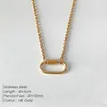 14K vergoldete Edelstahl-Gliederkette mit ovalem Karabiner-Anhänger für Damen - Kleiner Karabiner Feine Kette (XNL0054-2) / 14K-Gold