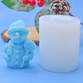 Detail view of snowman silicone mold for DIY baking and festive candle making - Snowman with Broom