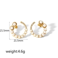 Orecchini a perla a forma di C placcati in oro 18K con strass e misure dettagliate - Stile Oro a Forma di C con Perle Artificiali e Strass (TE6313-G)