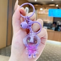 Cute purple astronaut liquid quicksand backpack keychain with glitter and bell charm - Small Quicksand Astronaut - Purple