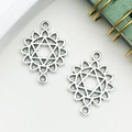 Silver Celtic flower alloy charm with star of David design for DIY jewelry - Star of David Flower Center Link 14x20mm