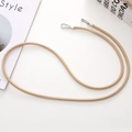 Detail of 6mm khaki leather phone crossbody strap with premium silver metal clasp - 6mm Round Rope / 62cm / Khaki