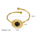 Eleganter 14K vergoldeter Sonnenblumen-Ring mit schwarzem Stein für Damen - R17-Schwarzer Achat
