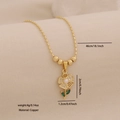 Gold sunflower necklace with white pearl center and green leaf detail on copper chain - White Pearl Flower Style (1#)