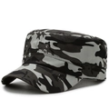 Unisex camouflage flat top military hat with adjustable strap for outdoor sun protection - Adult Style (54-59cm) / Grey Star Camo