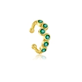 Minimalist S925 sterling silver ear cuff in gold finish with six green gemstones - Green Stone Twisted Style (ME0168) / 18K Gold Green Stone Single Piece Only