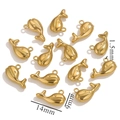 Golden whale tail pendant in polished stainless steel for DIY jewelry making 14x9mm - Whale / Gold
