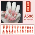 Pink gradient almond press-on nails with delicate cherry blossom floral patterns - Pink Gradient Sakura (A586)