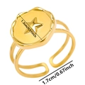 Detail showing 1.3cm star relief dial and dual-layer hollow adjustable ring band - Gold (J573-G)