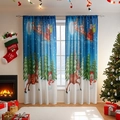 Tende oscuranti con motivi di Babbo Natale e renne nei colori blu e bianco puro - 140*160cm / Stile Fiaba della Neve di Natale
