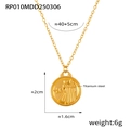 Gold plated titanium steel Gemini zodiac coin pendant necklace with size annotations - Gemini / Gold