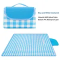 Blue and white plaid Oxford picnic mat with waterproof PVC backing and portable handle - 50*50CM(No Lid) / Blue & White Plaid