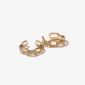 Χρυσό σκουλαρίκι ear cuff με αλυσίδα, ένθετο ζιργκόν και γυαλιστερό φινίρισμα - Χρυσό