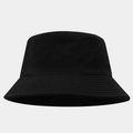 Detail view of the multi-row reinforced stitching on the brim of a black bucket hat - Black