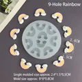 9-hole rainbow silicone mold for DIY cake decoration and resin crafts, 8x8x0.8cm size - 9-Hole Rainbow Mold
