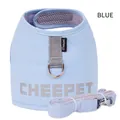 Gray blue reflective pet harness and leash set with breathable mesh and metal D-ring - S / Grey Blue