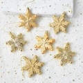 Golden glitter and matte snowflake ornaments set for Christmas tree decoration - Gold Snowflake 6-Piece Set