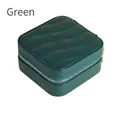 Teal green PU leather jewelry travel case with quilted pattern and gold zipper - Cyan Green