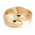Chic gold-plated double-layer wide cuff bracelet with geometric textured surface - Diamond Lattice Cross Open (SZYS-012HJ-JS)