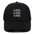Classic black cotton baseball cap with white GANG embroidery for women and men - Adjustable / Black