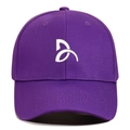Dark purple cotton baseball cap with white 3D geometric embroidery and curved brim - Adjustable / Purple