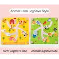 Wooden animal and farm maze logic sliders for children cognitive development - Double-sided Forest & Farm Maze