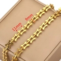 Golden bone-shaped stainless steel jewelry chain, 11mm by 9mm links for DIY accessories - Bone Shape Chain 11x9mm / Gold