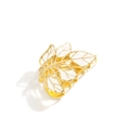 Elegant gold metal leaf hair claw clip with white enamel finish for women hair styling - Leaf Design / White